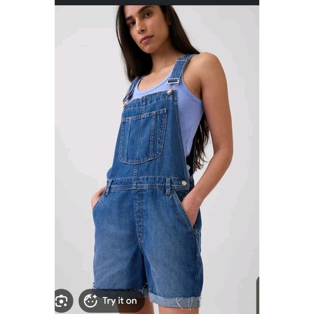Medium vintage gap denim Loose Blue Raw Edges overalls